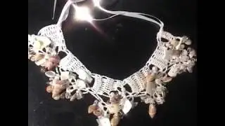 Seashell Necklace with Pearls and Crystals by Fine Crocheted Jewelry