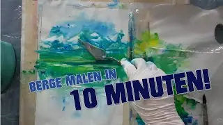 Berge malen einfach und schnell in 10 Minuten mit der Spachtel Malunterricht in Solothurn mit Marina