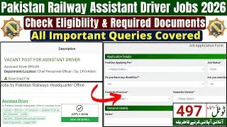 Pakistan Railways Jobs 2026 Online Apply Via NJP | Assistant Driver (BPS-9) Jobs | Latest Govt Jobs