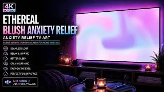 Ethereal Blush Anxiety Relief TV Art  | Silent Framed dynamic Painting Screen for Home Ambience