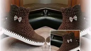 botine  maro crosetate partea 1