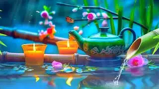 Relaxing Piano Music with Nature View, Deep Sleeping Music   Meditation Music,Water Fountain, Bamboo