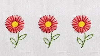 #2 - Round Straight Stitch Flower | Easy flower embroidery for beginners #handembroideryforbeginners