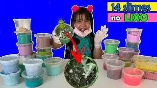 TEM BICHOS NA MINHA SLIME!!  14 SLIMES NO LIXO COM FUNGOS