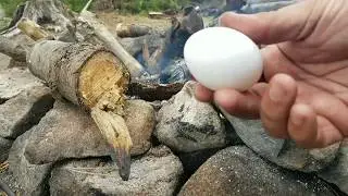 cooking Eggs in coals