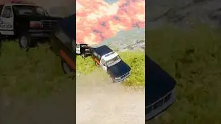 🚓🤩😥5 Big Police Officers vs Deep Lava Pit  #beamngdrive #funny #beamngmods #LongestBusCrash