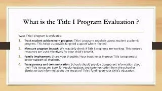 FY25 Title I Program Evaluation