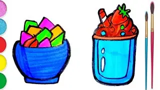 Yummy Colorful Food & Drink Drawing 🥤 | Easy Cute Art Ideas for Beginners