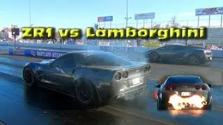 Eric Lancaster ZR1 vs Lamborghini & ZR1 Shoots flames out the exhaust