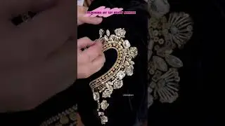 Stone work on velvet dress Stone embroidery design#stonework #velvetdressdesigns