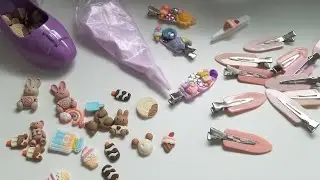 using decoden cream to decorate hair clips adding cute charms 🤩💕#aesthetic #diy