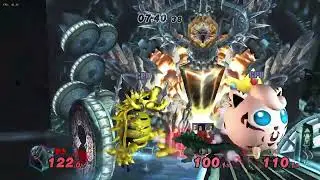 Godzilla vs team wedding giga Bowser, big Jigglypuff princess crown outfit and gold giga dry Bowser