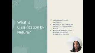 Cost Classification by Nature (direct cost, direct labor, overhead)