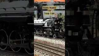 Double Headed F19 Troop Train On The Move! #trains #ogauge #railroads #steam #trains #modeltrains