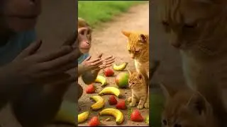 Cute Kitto🐱 with monkey🐒 | #shorts #cartoon #trending
