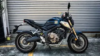 Full exhaust system on a 2022 Honda CB 650R