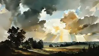Cloudy Sky Sunrays Art Screensaver for Family Room TV | Dramatic Landscape Holy | No Music | 3 Hours