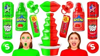 Nourriture Rouge vs Nourriture Verte Défi | Recettes Alimentaires Amusantes par Fun Tun