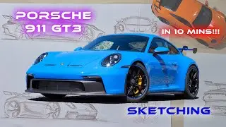 PORSCHE 911 GT3 SKETCHING | MULTI-VIEW AUTOMOTIVE DRAWING TIMELAPSE  #porsche #automobile #sketch