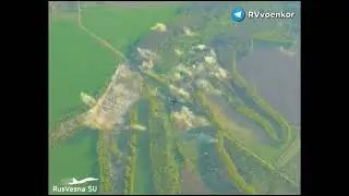 Russian drone records a MLRS strike on hidden positions of the Ukrainian army in a wood near Liman