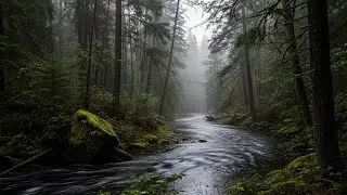 Relaxing Steady Rainfall with Flowing River Sounds for Relaxation, Calm Focus, and Rest