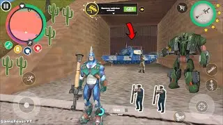 Rope Hero: Vice Town (Rope Hero in Secret Cave) Army Tanks Fight Helicopter - Android Gameplay HD