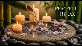 Zen Dawn Reflection Bamboo Fountain and Candle Glow for Healing Sleep Meditation and Inner Calm
