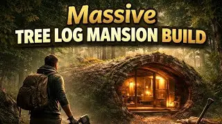 Massive Tree Log Mansion Build | Silent ASMR Survival Shelter in the Wild