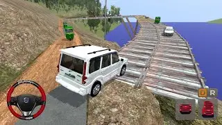 Mahindra Scorpio CAR 🚗 Indian Traffic Off-road 😱 Bridge | Bus Simulator Indonesia Gameplay (BUSSID)