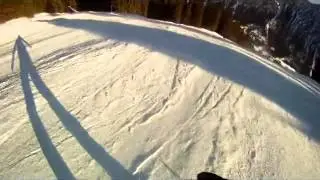 Helmkamera Snowboarding: Action cam speed run in the Alps with lift exit, couple of jumps, no music