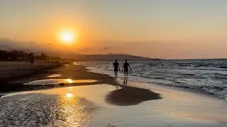 Закат и вечерняя прогулка по пляжу {Звук волны} [4K&HDR] Атакум Самсун