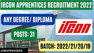 IRCON Recruitment 2022 for Graduate/Diploma Apprentices | Apply Now | Job4freshers