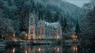 Peaceful Snowy Evening Ambience with Soft Wind and Snowfall Sounds for Restful Sleep