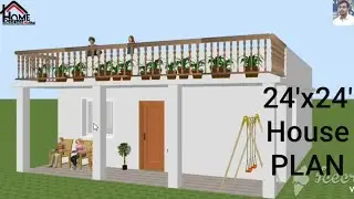 2BHK House Plan Lowest area |24' x 24' House plan | lowest budget plan| 4k  | HomeDesigner MirBhai