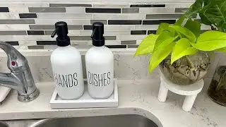 Kitchen soap dispenser set, Glass dish soap dispenser