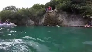 Cliff Jumping at Xel-Ha Park, Riviera Maya, Mexico