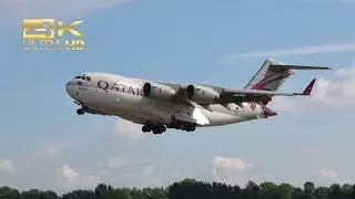 Boeing C-17 Globemaster III from Qatar Emiri Air Force A7-MAB arrival at RAF Fairford RIAT 2024