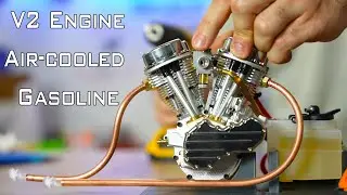 V2 Engine Four-stroke Air-cooled Motorcycle RC Gasoline Engine | Scale Addiction