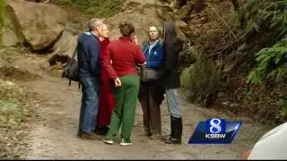 Boulders tumble down Boulder Creek cliff