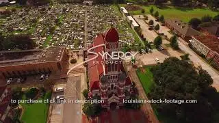 127 St John Cathedral Lafayette Louisiana aerial drone video stock footage