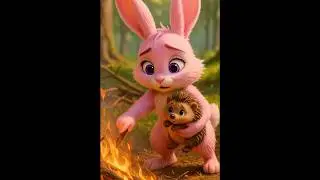 Bunny Saves Baby Hedgehog from Fire 🐰🔥🦔 rabbit #rabbitrescue #cuteanimals