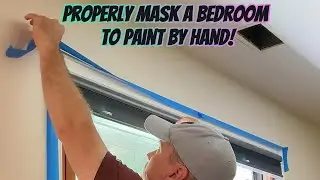 HOW TO MASK A BEDROOM FOR PAINTING BY HAND!..Straight lines and no touch up! easy. DIY painting.