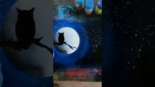 Owl in the moonlight Spray paint art #owl #fullmoon #spraypaintart