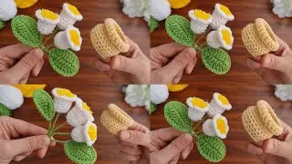 Super Beautiful 🥰 How to make an eye-catching crochet home ornament?🌿 How to knit pots and leaves 🌿