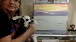 Bob Ross's Tropical Seascape painted by Faye Fletcher Certified Ross Instructor® Oil Painting goat
