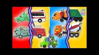 Good To Evil Transformation - Cement Mixer, Garbage Truck, Transport Truck - Scary Vehicles For Kids