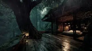 Night Rain at Night in a Wilderness Cabin 🌧️ Slow Mind into Deep Sleep