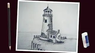 How to draw a Lighthouse easy step by step for beginners / Lighthouse drawing easy step by step