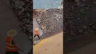 Rock barge unloading to port satisfying uploading videos #satisfyingwork #automobile #unloading#rock