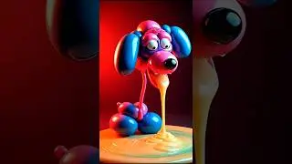 3D glossy balloon dog monster melting #animation #shorts #cartoon #comedyeffect